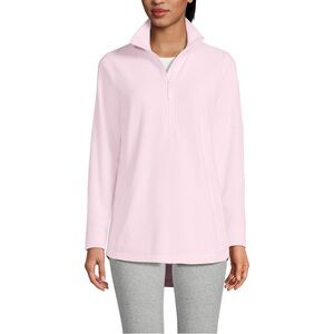 NWT Lands' End Quarter Zip Tunic Anyweather Fleece Pullover Pink Frost